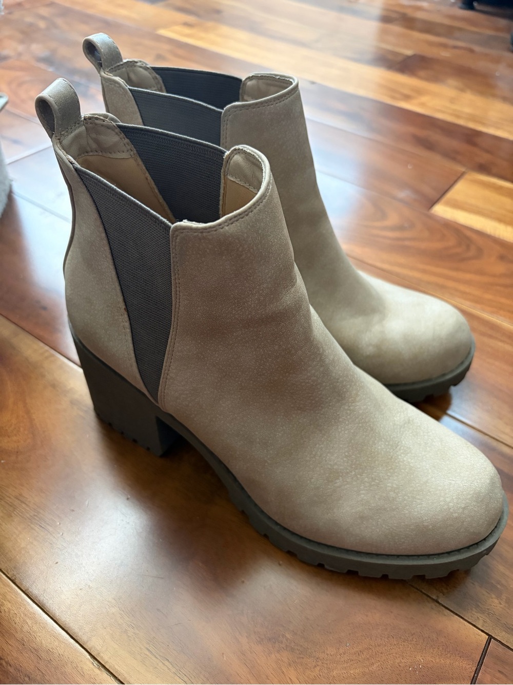 Dirty Laundry Taupe Faux Suede Chelsea Block Heel Boots